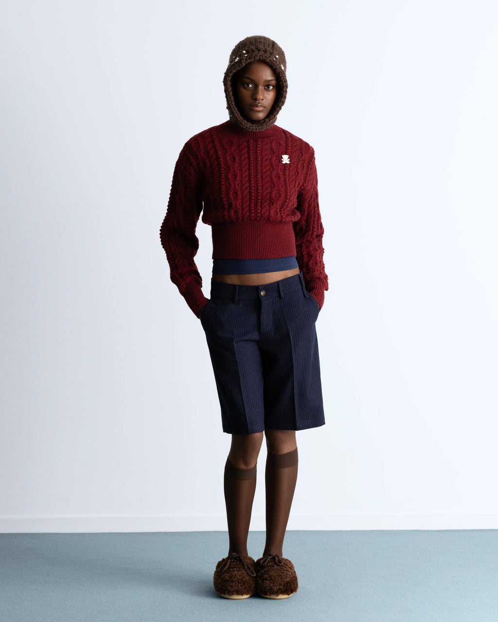 Osa Cable Knit Sweater Burgundy