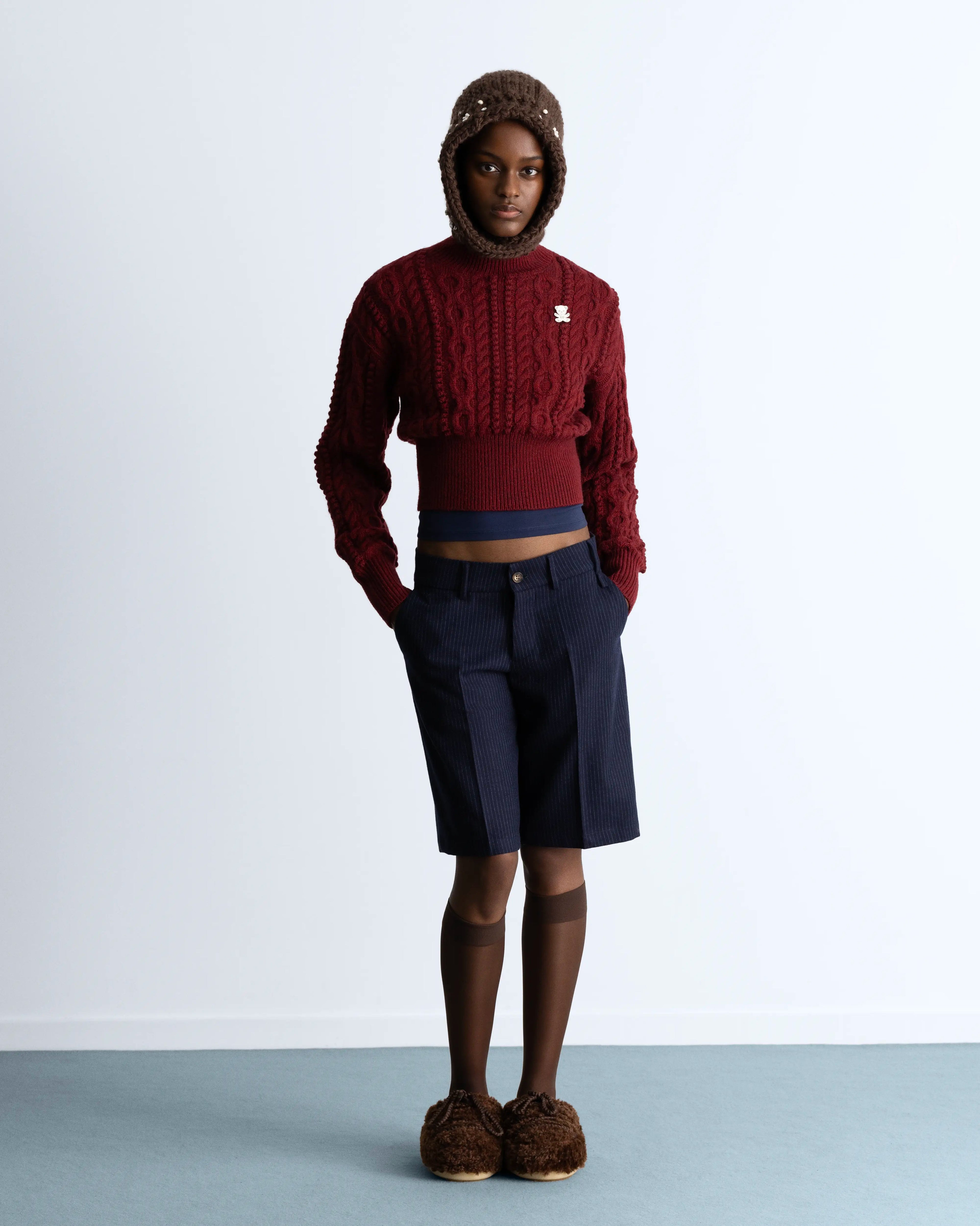 Osa Cable Knit Sweater Burgundy