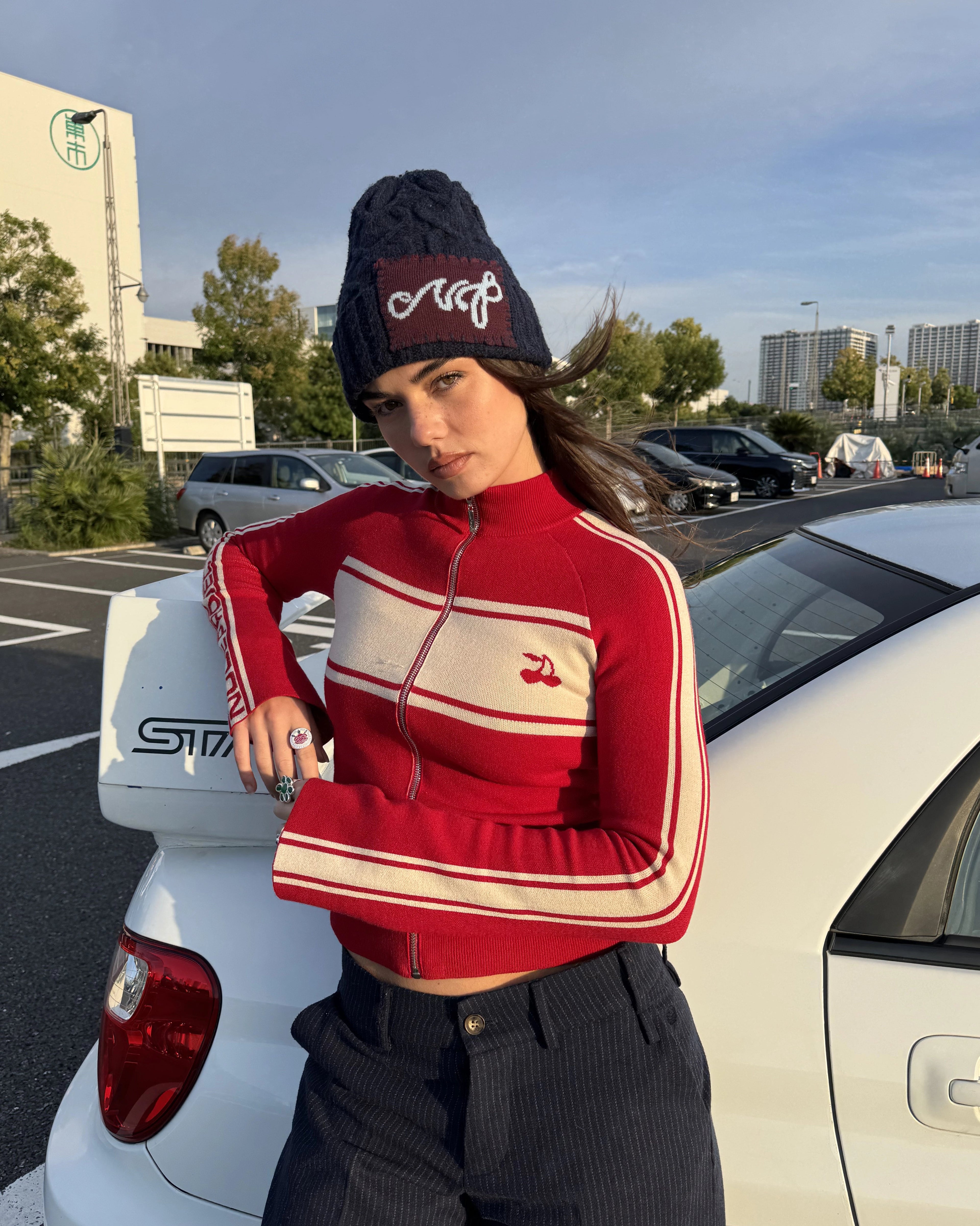 Katana Knit Zip-Up Red