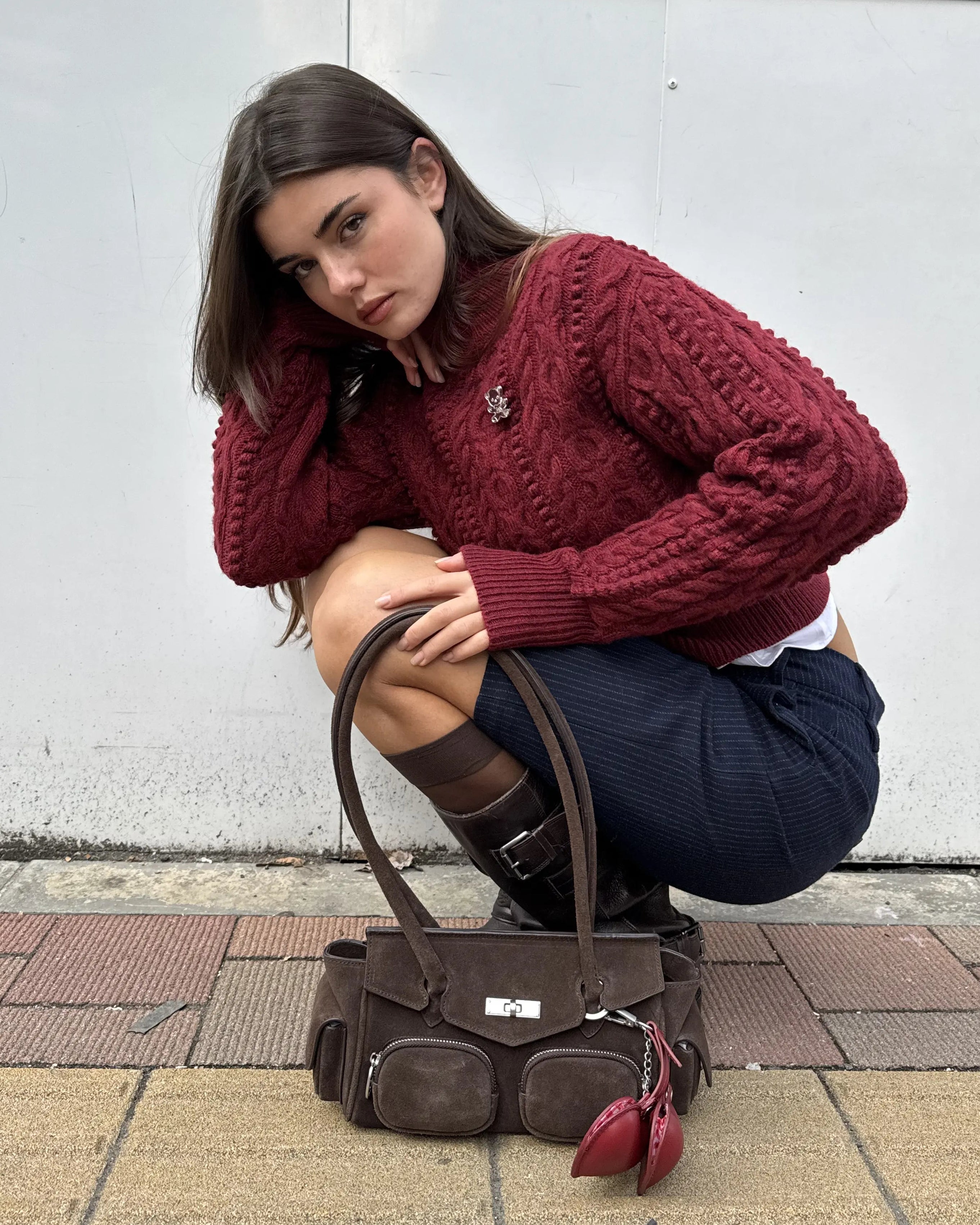 Aiko Real Suede Bag Brown