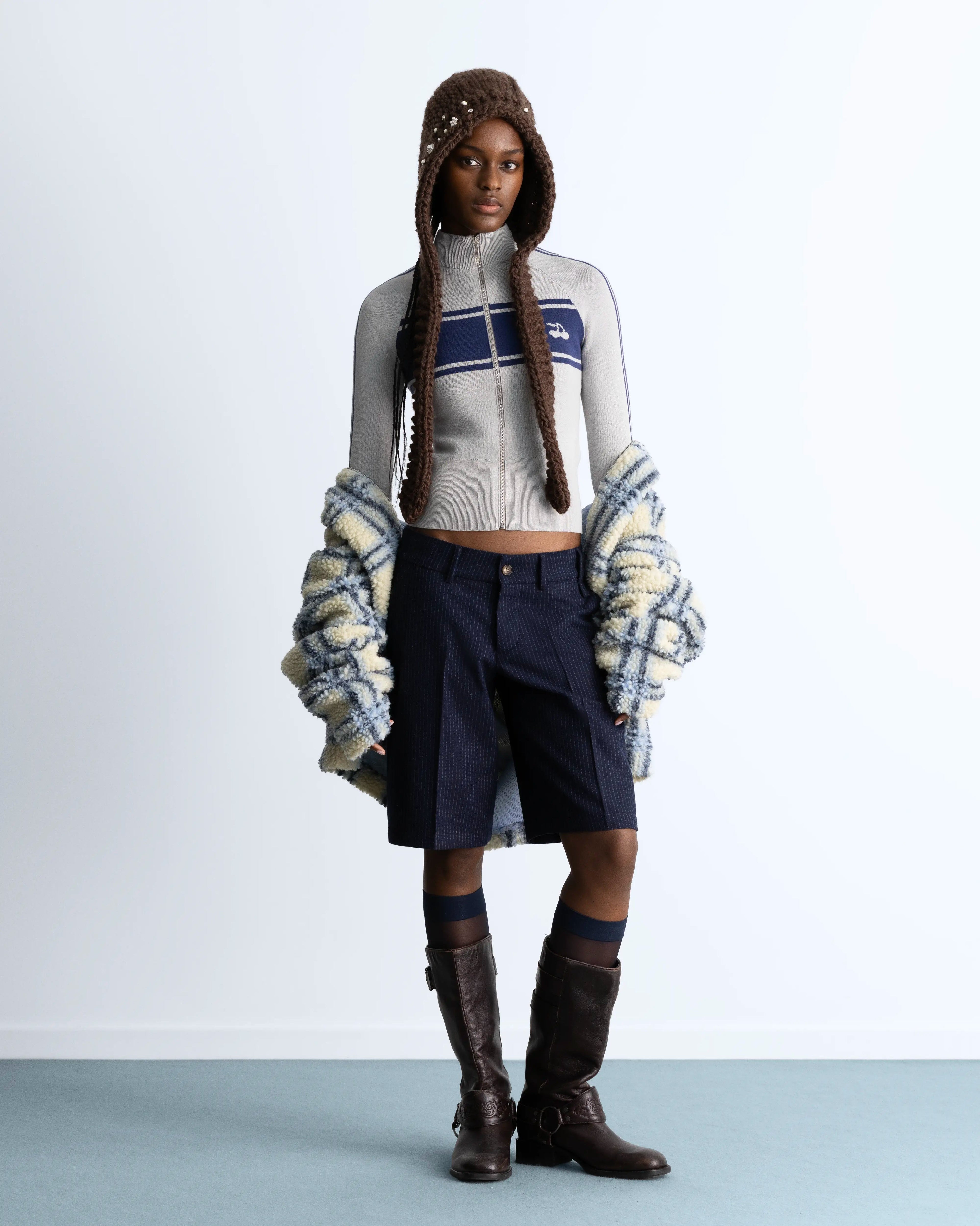 Katana Knit Zip-Up Grey