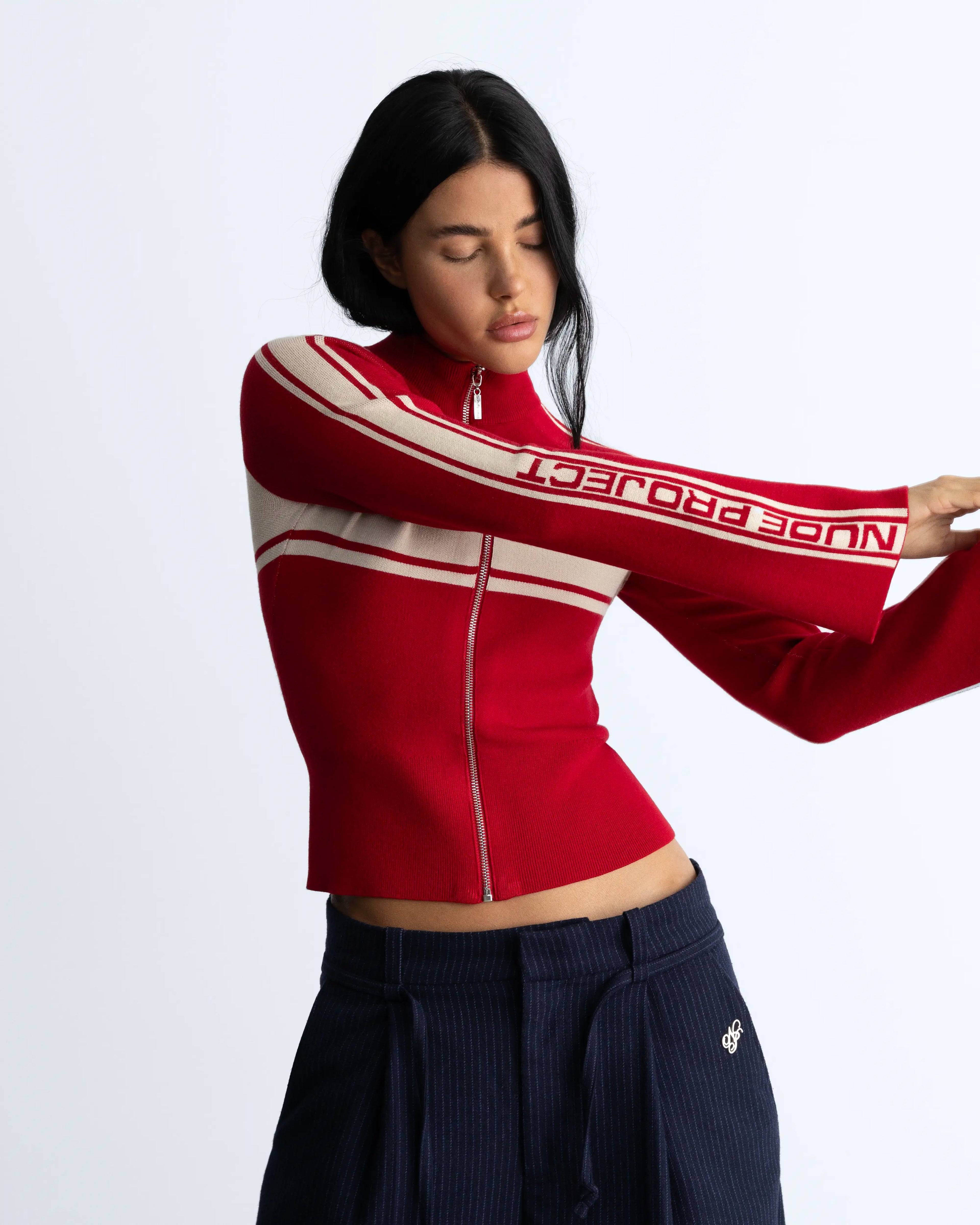 Katana Knit Zip-Up Red