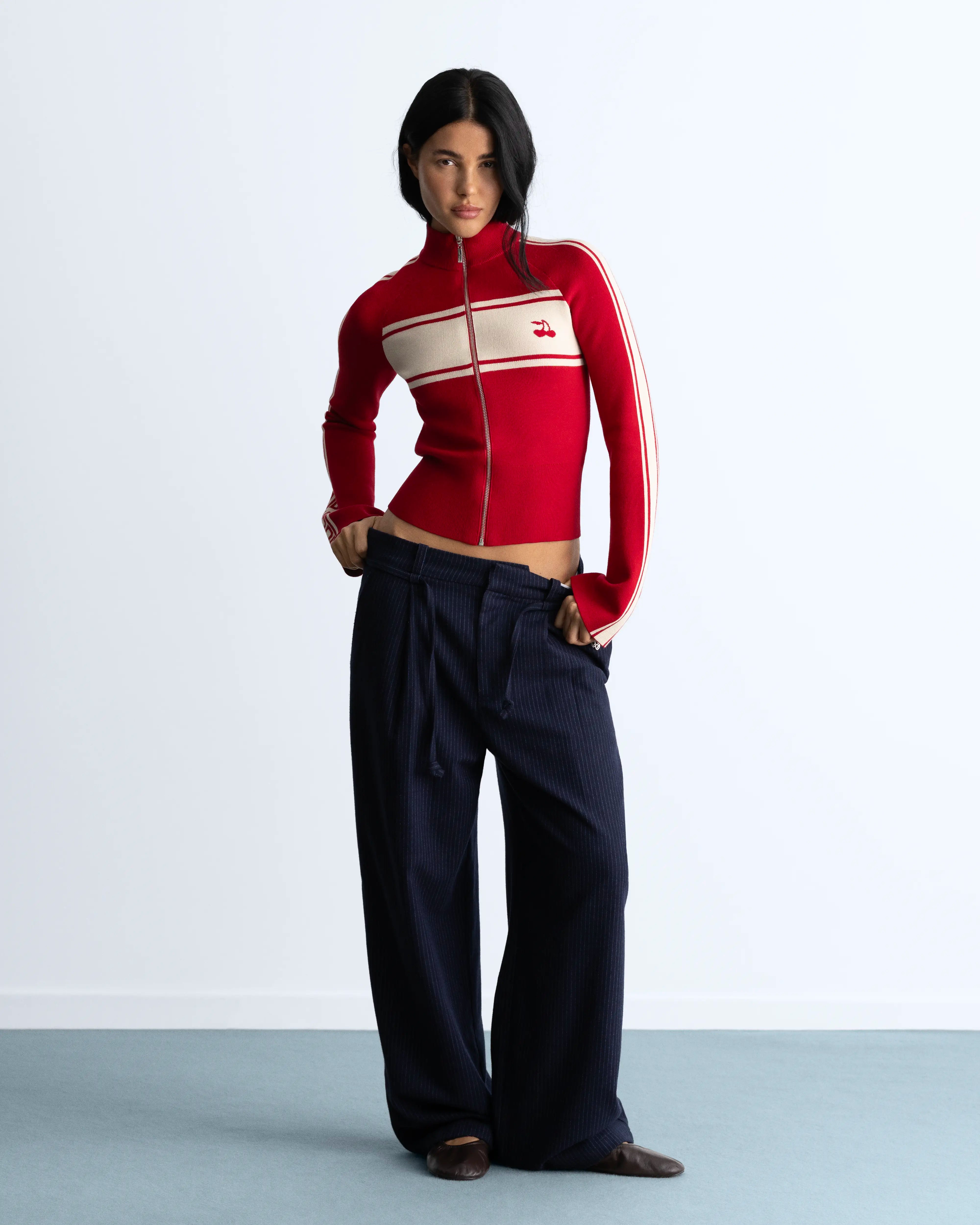 Katana Knit Zip-Up Red