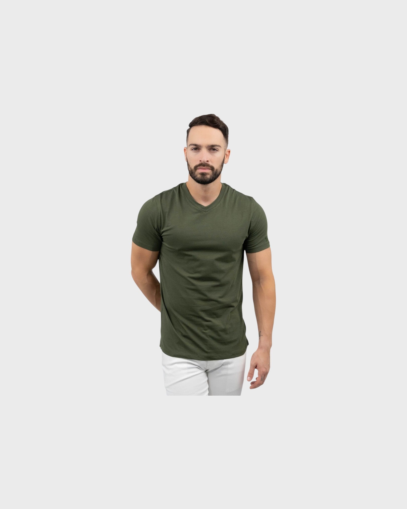 Zafiro Classic V Neck T-shirt - Olive